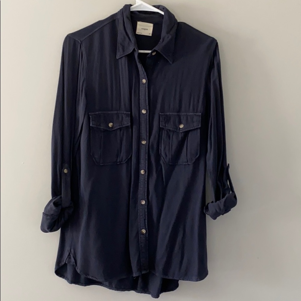 Navy blue - Button up blouse